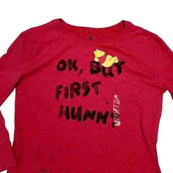 Disney Girl's Red Cotton/Poly Winnie the Pooh Hunny Crew Neck Long Sleeve T-shir - Picture 3 of 10